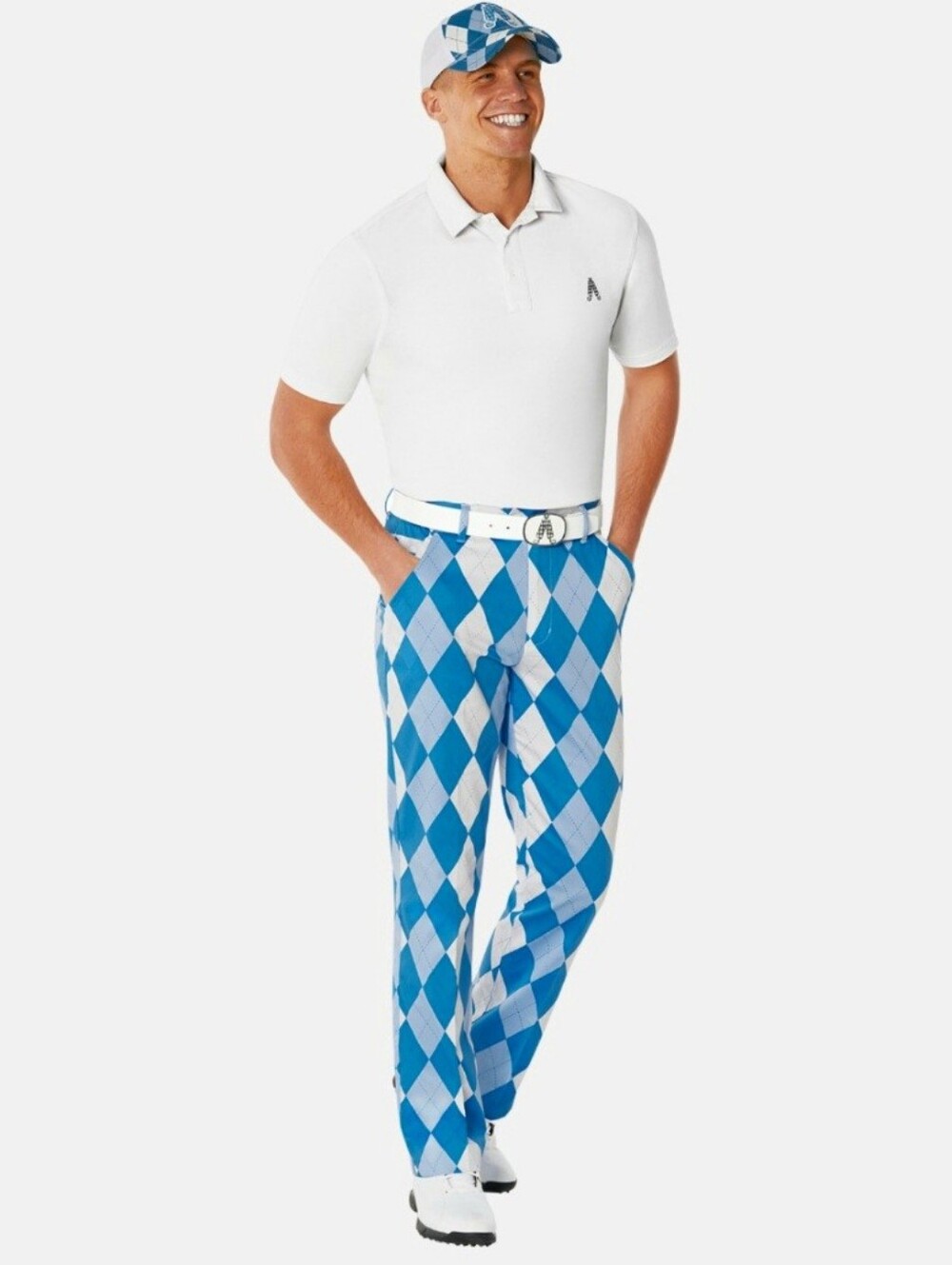 Royal & Awesome Old Tom's Trews Blue Argyle Golf Chinos Men's 38X32